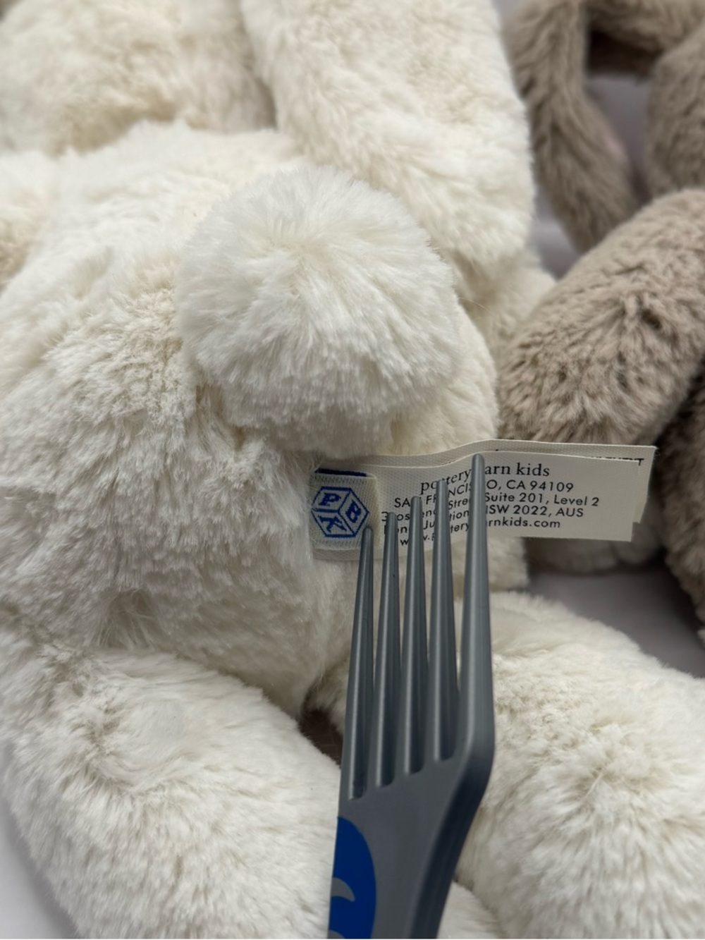 Pottery Barn Kids set of 2 Bunnies Gray and White - Picture 4 of 6